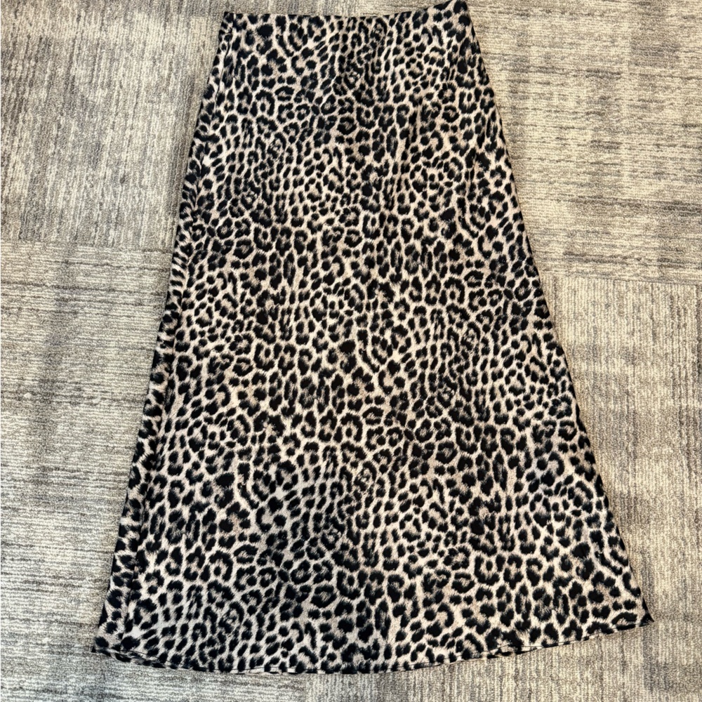 Alya Leopard Print Midi Skirt in Black and Cream